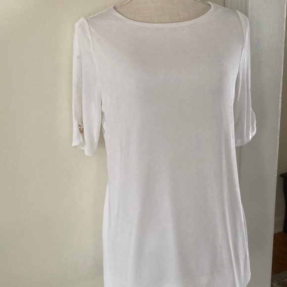 Chico's Classic White Short Sleeve Top - Picture 1 of 6
